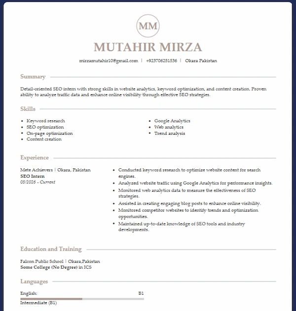 Resume created from Resume Now
