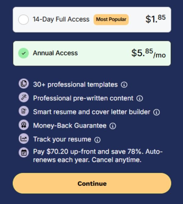 Pricing Of Resume Now